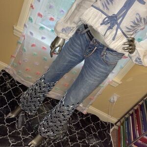 Bebe Limited edition ribbon flare jeans
